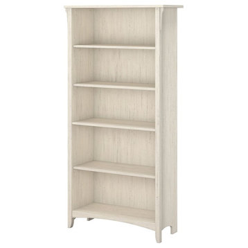 Salinas 5 Shelf Bookcase in Antique White - Engineered Wood