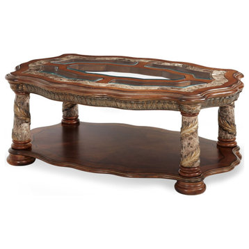 Aico Amini Villa Valencia 3 PC Cocktail & 2 End Table Set in Classic Chestnut