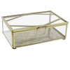 Geometric Modern Minimalist Glass Box | 7" Square Brass Gold Hexagon Classic