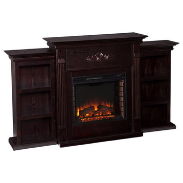 SEI Furniture Fredricksburg Wood Electric Fireplace with Bookcases in Black