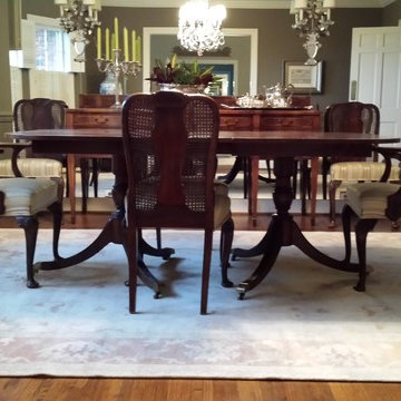 Delicate Oushak finds delight in this elegant dining room...