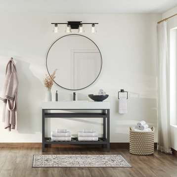 The Nova Bathroom Vanity, Black, 48", Single Sink, Freestanding