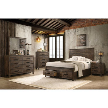 Coaster Woodmont 5-piece Eastern King Wood Bedroom Set in Rustic Golden Brown