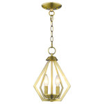 Livex Lighting - Livex Lighting 40922-01 Prism - Two Light Convertible Pendant - Influenced by modern industrial style, the Prism aPrism 13" Two Light  Antique Brass Clear  *UL Approved: YES Energy Star Qualified: n/a ADA Certified: n/a  *Number of Lights: Lamp: 2-*Wattage:40w Candelabra Base bulb(s) *Bulb Included:No *Bulb Type:Candelabra Base *Finish Type:Antique Brass