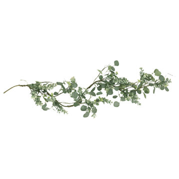 Mauhaut 5' Floral Eucalyptus Artificial Garland, Green