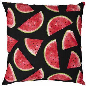 Red Black Watermelon Indoor Outdoor Throw Pillow