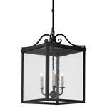Currey & Company - Giatti Large Outdoor Lantern - The Giatti Large Outdoor Lantern in our Twelfth Street collection of outdoor lighting features a high-performance, weather-resistant Trilux finish that is fade resistant, crack resistant and rust resistant. We guarantee the finishes applied to our Twelfth Street pieces for five years. The metal on this black sconce in a midnight finish surrounds seeded-glass panes. We also offer this design in a small hanging lantern and as wall sconces.