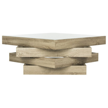 Mollie Mid Century Geometric Wood Coffee Table Light Grey