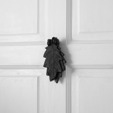 Black Cast Iron Oak Leaf Door Knocker 6 x 3" L Powder Coated with Hardware