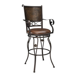 Powell Company Big and Tall Copper Stamped Back Barstool with Arms - Bar Stools And Counter Stools