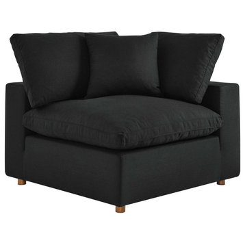 Commix Down Filled Overstuffed Corner Chair, Black