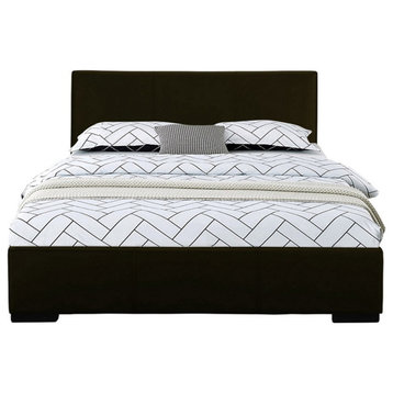 Camden Isle Abbey Upholstered Black Faux Leather King Platform Bed