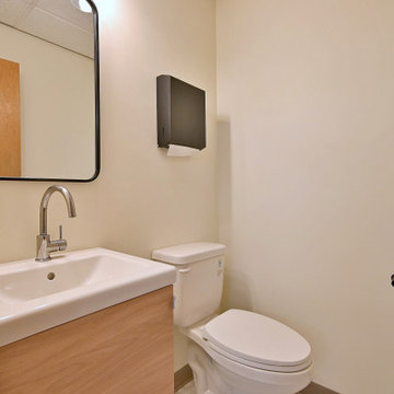 Mid-Century Modern Powder Room With Custom Vanity