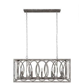Chatrie Large Rectangular Distressed Gray Chandelier, 45"