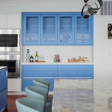 Oceanfront Custom Blue Kitchen in Marblehead, MA
