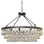 Lightupmyhome - Lightupmyhome Celeste 32" Glass Drop Chandelier, Hanging or Flush Mount, Black - Hundreds of large clear glass drop crystals surround this black finished frame. With the ability to display this light as a hanging or flush mount version, the versatility of the Celeste Chandelier makes it the perfect fit for any space.