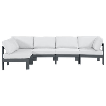 Nizuc Water Resistant Patio L-Shaped Modular Sectional, White/Grey, 5-Piece
