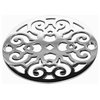 3.25" Round Shower Drain Cover, Classic Scrolls No. 4, Polished Stainless Steel