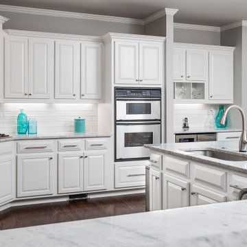 White subway tile & Marble Kitchen