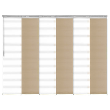 Blanched White-Bisque 6-Panel Track Extendable Vertical Blinds 70-130"x94"