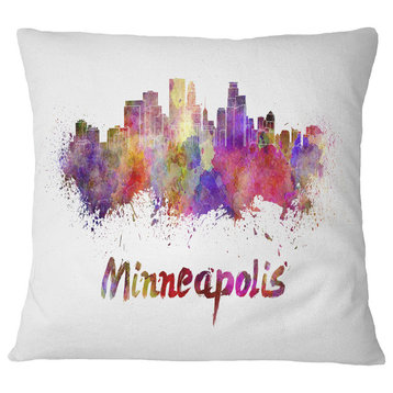 Minneapolis Skyline Cityscape Throw Pillow, 18"x18"