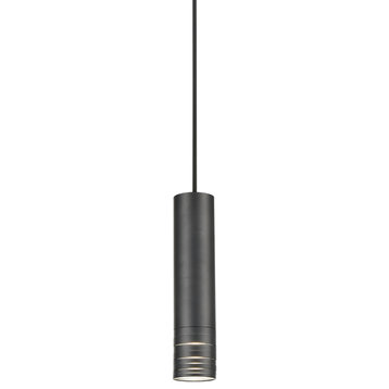Milca Single Lamp Pendant, Black, 2.375"Dx10.25"H