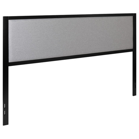 Melbourne Metal Upholstered Headboard Modern Headboard, Light Gray-King