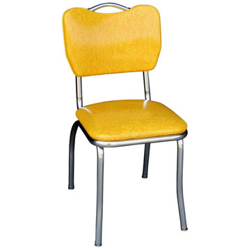 Handle Back Chrome Diner Chair, Cracked Ice Yellow
