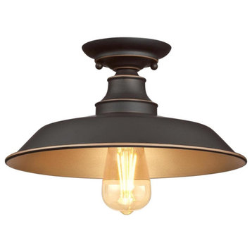 Westinghouse 6370200 Iron Hill 12"W Semi-Flush Ceiling Fixture - Oil Rubbed