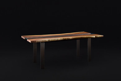 Tavolo in legno massello in Amber e Vetro