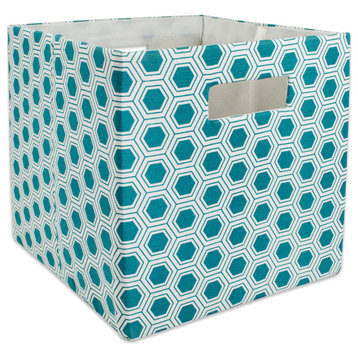 Polyester Cube Honeycomb Teal Square 13"x13"x13"