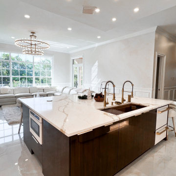 Contemporary Kitchen Layout with Custom Cabinet Storage Solutions