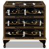Black Lacquer Mother of Pearl Asian Nightstand