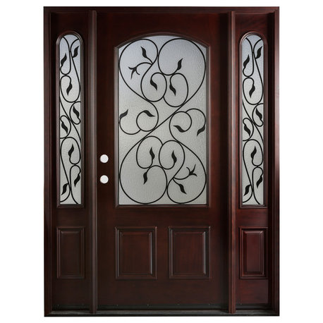 Valencia Entry Wood Door Valencia 1D+2SL 12"-36"x80", Right Swing In