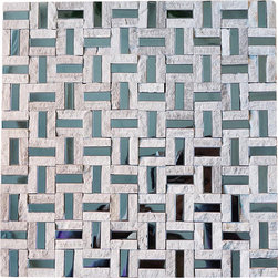 Split Faced Grey Stone & Stainless Steel Authentic Glass Mosaic Tiles Collection - Home Accessories & Decor