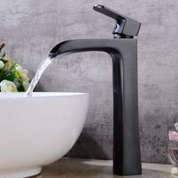 Antique Basin Faucet Black Bronze Brass Waterfall British Style High Version Bathroom Sink Faucet FB1550H - Bathroom Sink Faucets