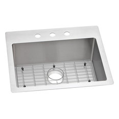 Elkay Crosstown Stainless Steel 1-Bowl Dual Mount Sink Kit, Faucet Holes: 3