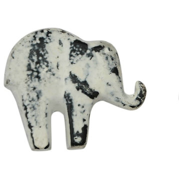 Set of Four Baby Elephant Cabinet Knobs in Distressed White Finish