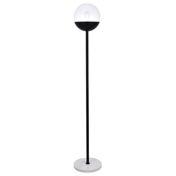 Eclipse 1 Light Floor Lamp, Black With Clear Glass