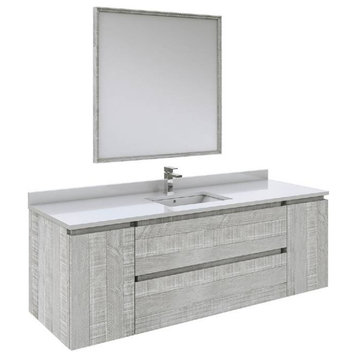 Fresca Formosa 60" Ash Wall Hung Single Sink Modern Bathroom Vanity Set, Faucet