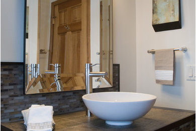 Example of a trendy powder room design in Salt Lake City