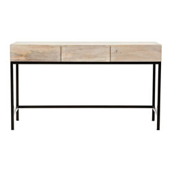 Anjou White Wash Desk with Storage - Desks And Hutches