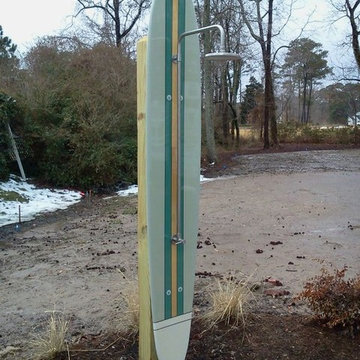 Outdoor surfboard shower.