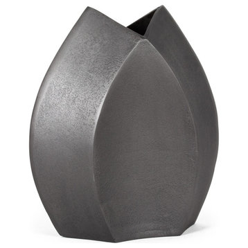 Aniya Decorative Metal Table Vase, Small Grey