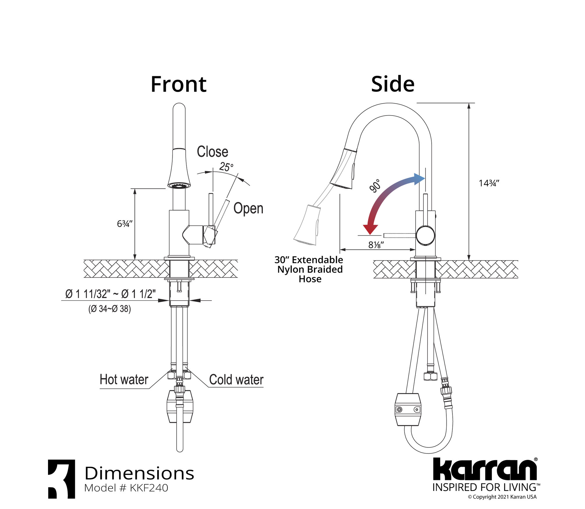 Karran Weybridge Single-Handle Pull-Down Sprayer Kitchen Faucet, Chrome