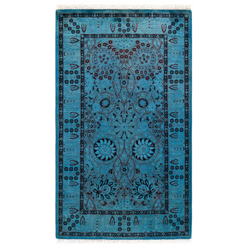 Fine Vibrance, One-of-a-Kind Hand-Knotted Area Rug Blue, 3' 1" x 5' 3"