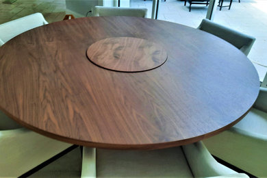 Walnut dining table with lazy susan