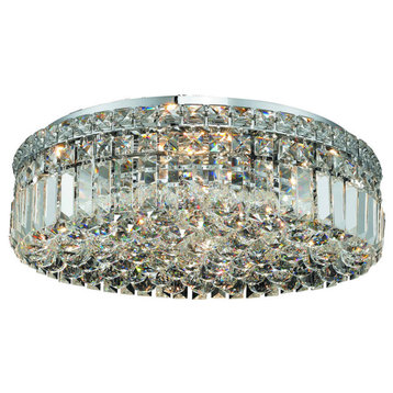 Elegant Maxime 6-Light Chrome Flush Mount Clear Royal Cut Crystal