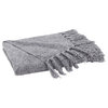 Fringe Design Chenille Throw Blanket, 50"x60", Gray
