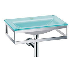 Pocia 665801.29.89 Wall Mounted Bathroom Sink in Blue Glass - Bathroom Sinks